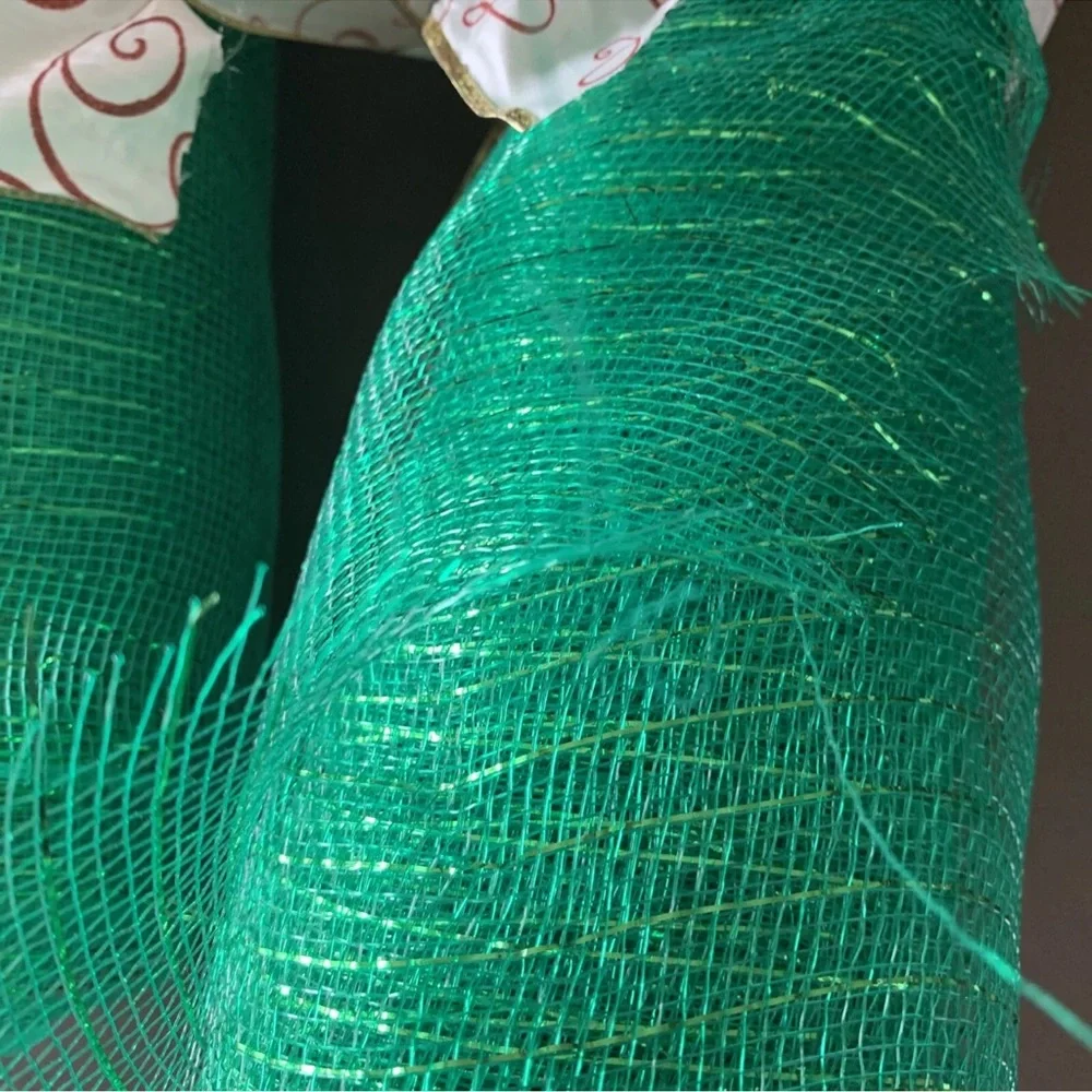 Green Decorative Mesh with Ribbon